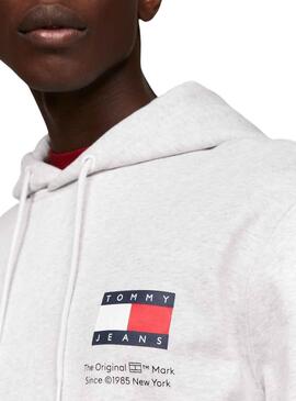 Dudadera Tommy Jeans Essential Flag Hood Gris