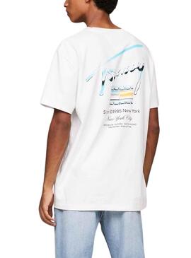 T-Shirt Tommy Jeans Metallique Blanc pour Homme