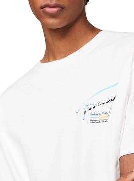 T-Shirt Tommy Jeans Metallique Blanc pour Homme