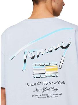 T-Shirt Tommy Jeans Metallique Bleu pour Homme