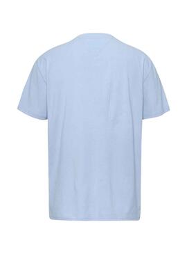 T-Shirt Tommy Jeans Linear Blanc Bleu Homme