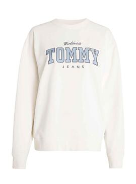 Sweat Tommy Jeans Varsity Luxe Blanc Femme