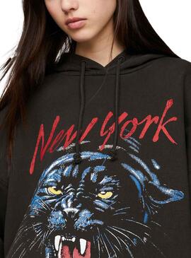 Sweat Tommy Jeans Panthère Overtaille Noire Femme