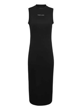 Robe Tommy Jeans Midi Bodycon Noire pour Femme