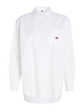 Chemise Tommy Jeans Badge Boyfriend Blanc Femme