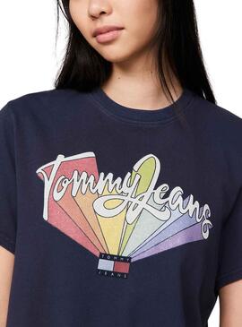 T-Shirt Tommy Jeans Rainarc Flag Bleu Marine Femme