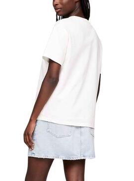 T-Shirt Tommy Jeans Lux universitaire Blanc pour Femme