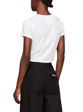 T-Shirt Tommy Jeans Crop Slim Lips  Blanc Femme