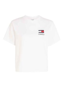 T-Shirt Tommy Jeans Graphique Flag Blanc pour Femme