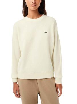 Pull Lacoste Tricot De Lana Beige pour Femme