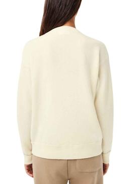 Pull Lacoste Tricot De Lana Beige pour Femme