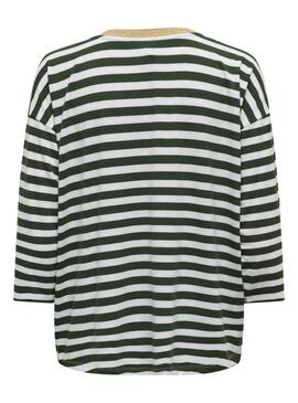 T-Shirt Only Félisa Rayures Vert pour Femme