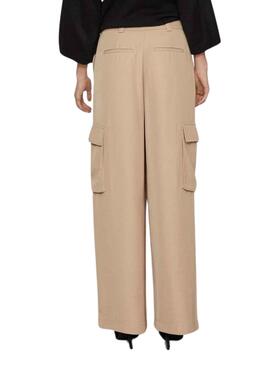 Pantalon Vila Winnie Dame Beige pour Femme