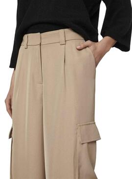 Pantalon Vila Winnie Dame Beige pour Femme