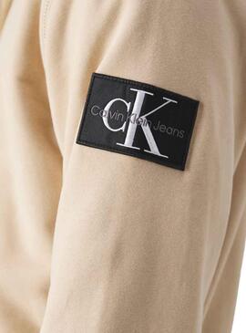 Sweat Calvin Klein Badge Hoodie Beige Homme