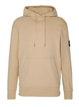 Sweat Calvin Klein Badge Hoodie Beige Homme