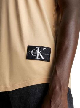 T-Shirt Calvin Klein Tourner Up Beige pour Homme