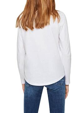 T-Shirt Jeans Pepe Axelle Blanc Fille