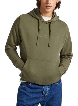 Sweat Pepe Jeans Joe Hoodie Vert pour Homme