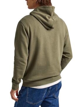 Sweat Pepe Jeans Joe Hoodie Vert pour Homme