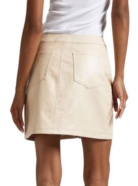 Jupe Pepe Jeans Safire Similicuir Beige pour Femme