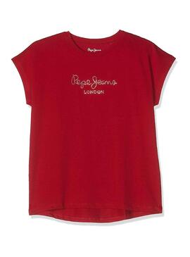 T-Shirt Jeans Pepe Nuria Rouge Fille