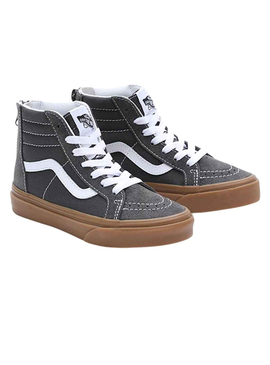 Baskets Vans Sk8 Hi Zip Gris pour Garçon et Fille