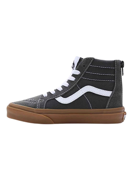 Baskets Vans Sk8 Hi Zip Gris pour Garçon et Fille