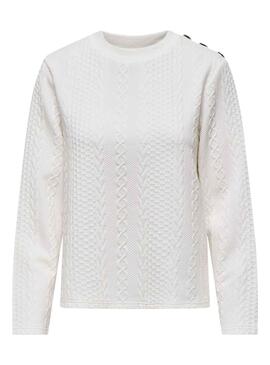 Pull Only Emmi Button Blanc pour Femme