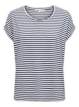 Camiseta Only Moster Stripe Blanco Para Mujer = T-shirt Only Moster Stripe Blanc Pour Femme