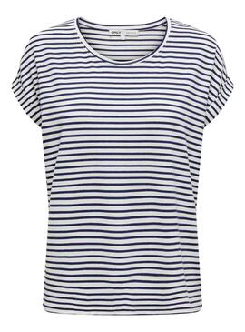 T-Shirt Only Tante Stripe Blanc pour Femme