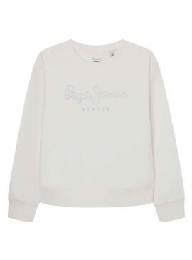 Sweat Pepe Jeans Rose Blanc pour Fille