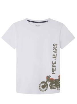 T-Shirt Pepe Jeans Robert Blanc pour Garçon