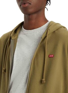Sweat Levis Original Zip Vert pour Homme