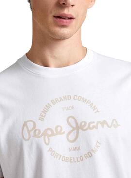 T-Shirt Pepe Jeans Craigton Blanc pour Homme