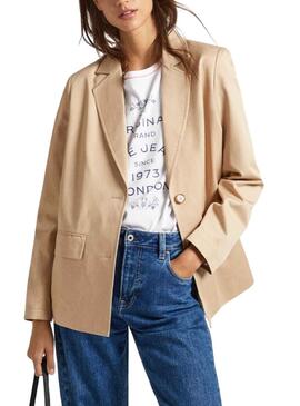 Blazer Pepe Jeans Tencell Beige pour Femme