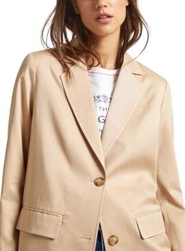 Blazer Pepe Jeans Tencell Beige pour Femme