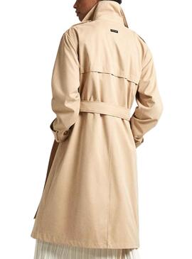 Trench-coat Pepe Jeans Star Avec Ceinture Beige Femme