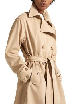 Trench-coat Pepe Jeans Star Avec Ceinture Beige Femme