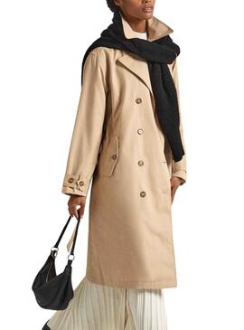 Trench-coat Pepe Jeans Star Avec Ceinture Beige Femme