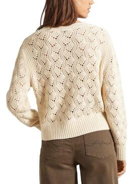 Pull Pepe Jeans Grâce Logo Beige pour Femme