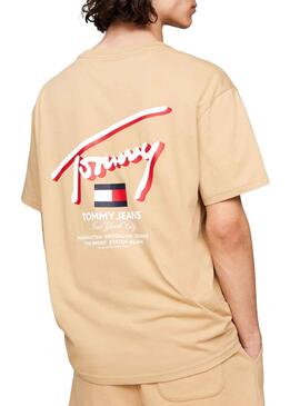 T-Shirt Tommy Jeans Rég 3D Street Beige Homme