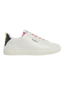 Baskets Pepe Jeans Camden Street Blanc et Bleu