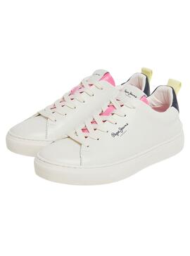 Baskets Pepe Jeans Camden Street Blanc et Bleu