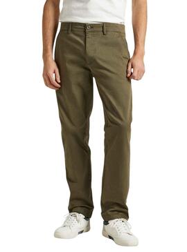 Pantalon Chino Pepe Jeans Slim Sergé Vert Homme