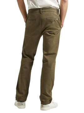 Pantalon Chino Pepe Jeans Slim Sergé Vert Homme