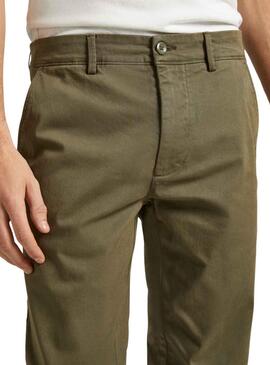 Pantalon Chino Pepe Jeans Slim Sergé Vert Homme