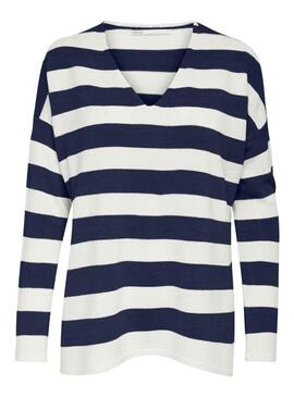 Pull Only Amalia Rayures Bleu Marine pour Femme