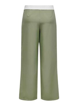 Pantalon Only Diane Fold Down Vert pour Femme