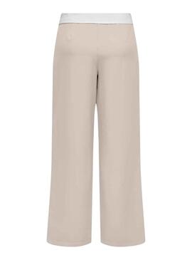 Pantalon ONLY Diane Fold Down Beige Pour Femme